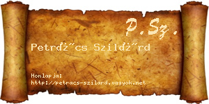 Petrács Szilárd névjegykártya
